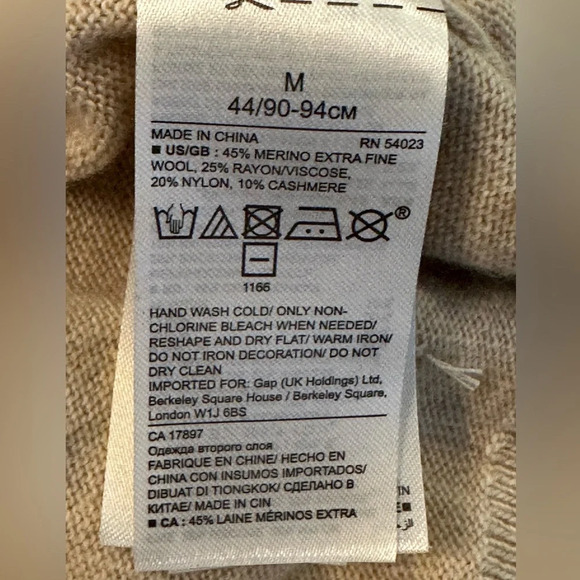 Banana Republic Wool Cashmere Blend Sweater Tan Oatmeal Gold Beads - Picture 4 of 7